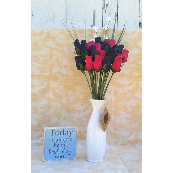 2 Dozen Black and Red Wooden Rose Flower Bouquet. The Original Wooden Rose - Picture 2 of 8